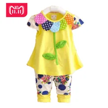 

2018 Kids Baby Girl Clothing Set Bowknot Summer Floral T-shirts Tops and Pants Leggings 2pcs Cute Children Outfits Girls Set 1-4
