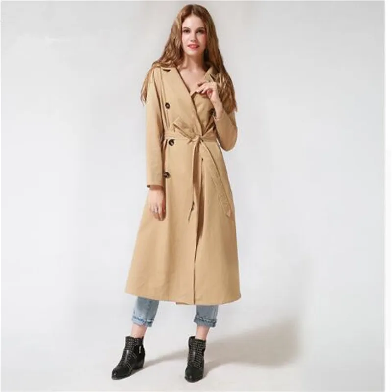 

Women's Double Button Trench Women's Long Classic Windbreaker Trench Coat Autumn Winter Outwear Office Lady Fashion Coat Talever