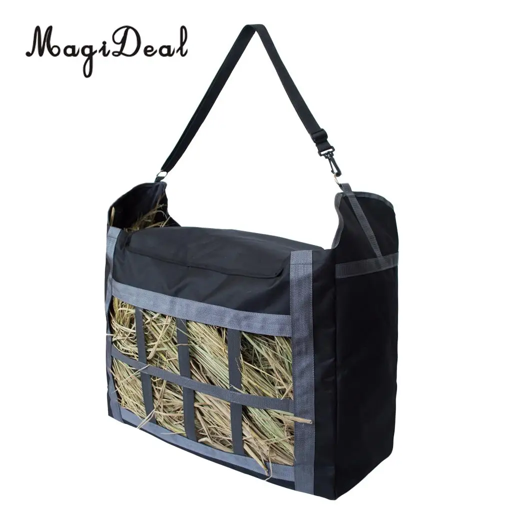 MagiDeal Slow Feed Hay Net Bag with Adjustable Carry Strap for Horses