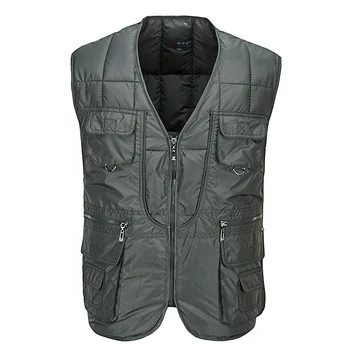 

Winter Cotton Padded Thick Vest For Men With Many Pockets New Parka Casual Warm Hot Snow Tool Travel Waistcoat Sleeveless Jacket