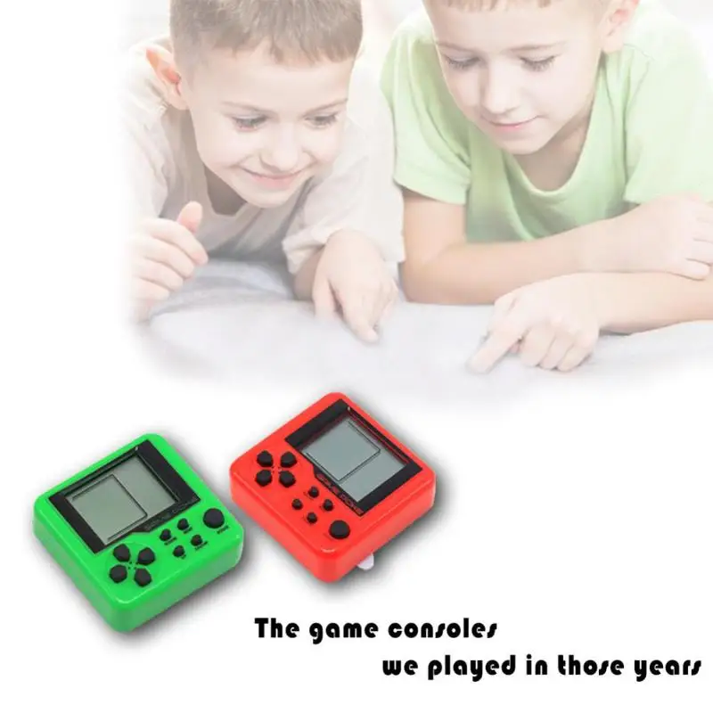 ABS Classic Games Child Tetris Pocket Game Consoles Portable Mini Electronic Pet Games Machine Tetris Brick Gaming Keychain Toys