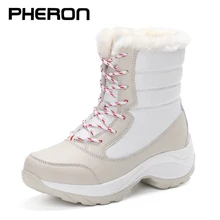 Женские ботинки Водонепроницаемая зимняя обувь женские зимние ботинки сохраняющие тепло Зимние ботильоны на платформе с толстым меховым каблуком Botas Mujer