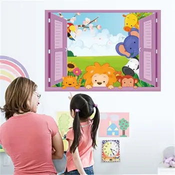 

DIY cartoon animal wall sticker children's room home decor applique baby kindergarten diy vinyl art mural