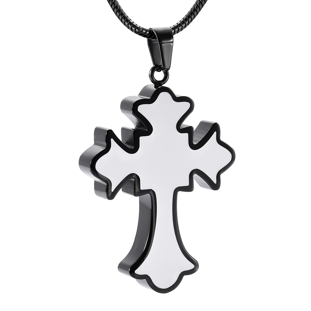 Silver Cross Heart Cremation Memorial Pendant Ashes keepsake Urn Casket