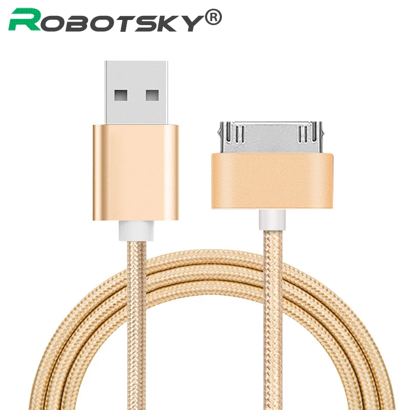 

Robotsky USB Charge Cable for iPhone 4 4s 3GS iPad 2 3 iPod Nano itouch 30 Pin Nylon braid Fast Charging Data Cable