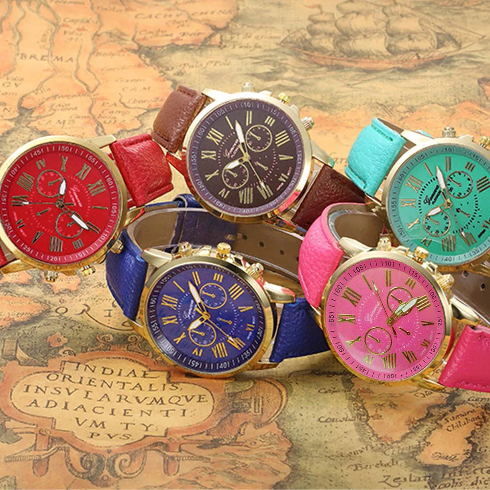 

2020 New watch Women watches Fashion brand leather strap quartz watch Geneva Roman Numerals Faux Analog Quartz WristWatch Z70