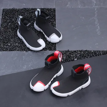 

2018 Boys Sneakers Girls Flats New Fashion Socks Shoes Childrens Sneakers Breathable Mesh Shoes Anti-kick High Top Ankle Shoes