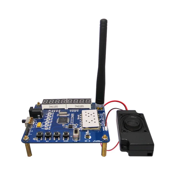 Cheap Intercom module demo board kit ( UHF VHF walkie talkie module SA818 +speakers+ straight rod antennas)