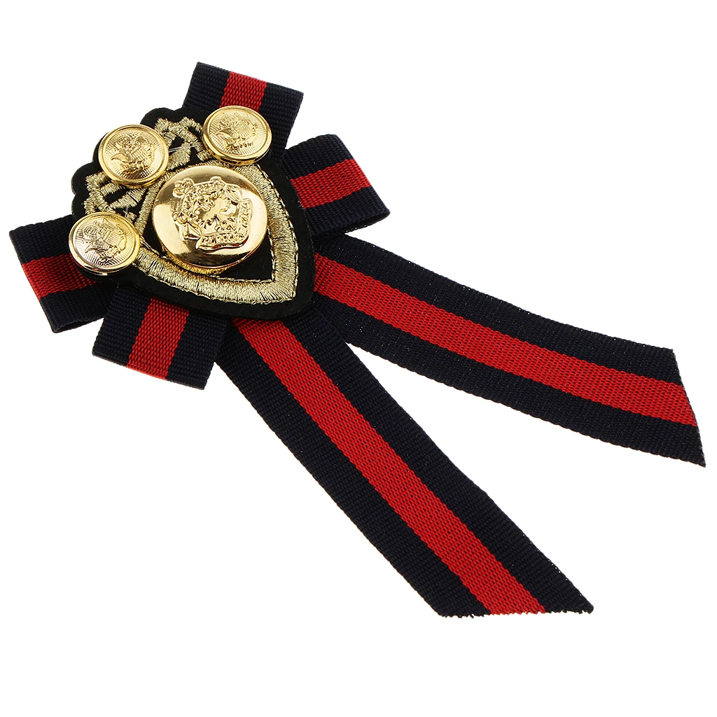 Pre-tied Bowknot Brooch Fabric Bow Tie Nautical Themed Men Wome British School Girls Badge Pin Clip