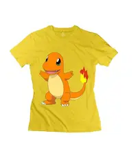 2016 DIY 3D Printed Funny Pokemon Charmander T Shirt -Women’s T-shirts Yellow Tees