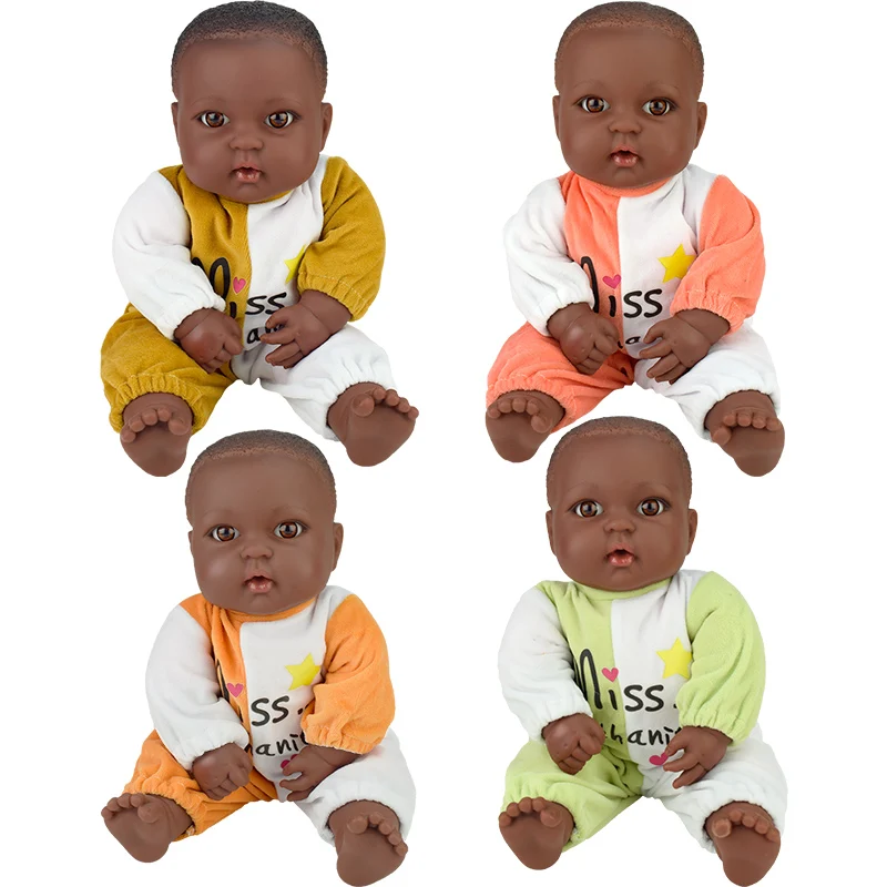 

40cm 16inch plush cotton wholesale factory black African baby doll lol reborn silicone vinyl boneca baby tusalmo