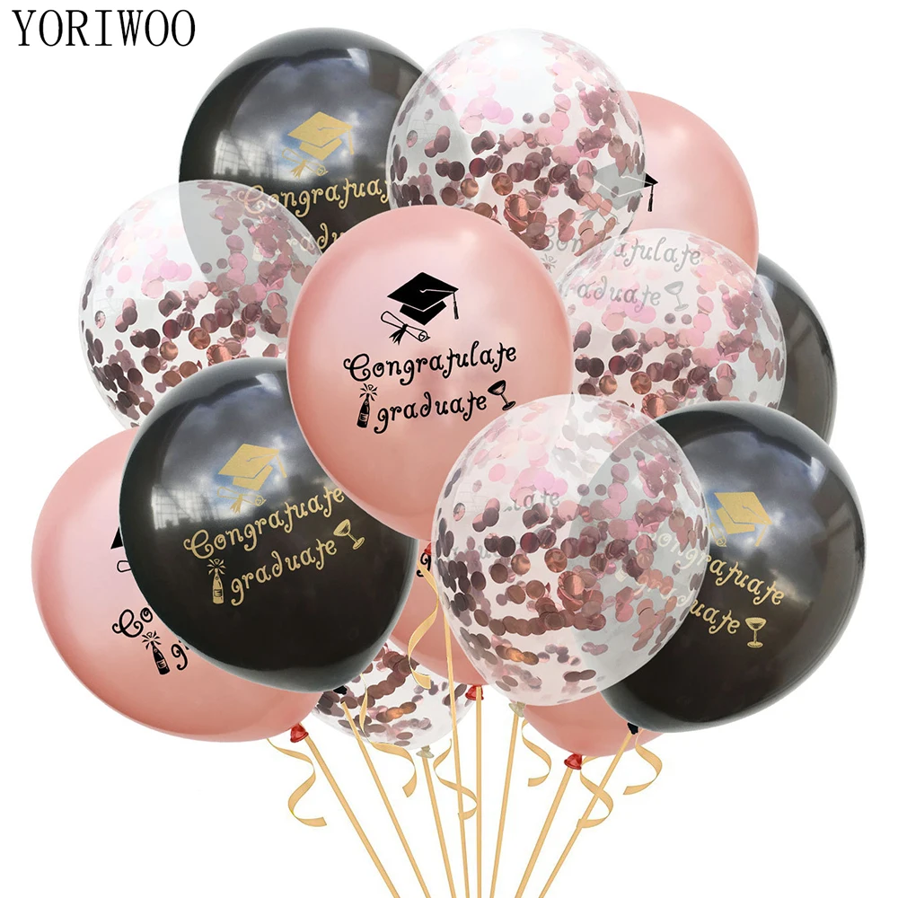 

YORIWOO 15pcs Latex Balloon Graduation 2019 Congratulations Graduation Party Decoration Birthday Balloons Set Air Wedding Favors