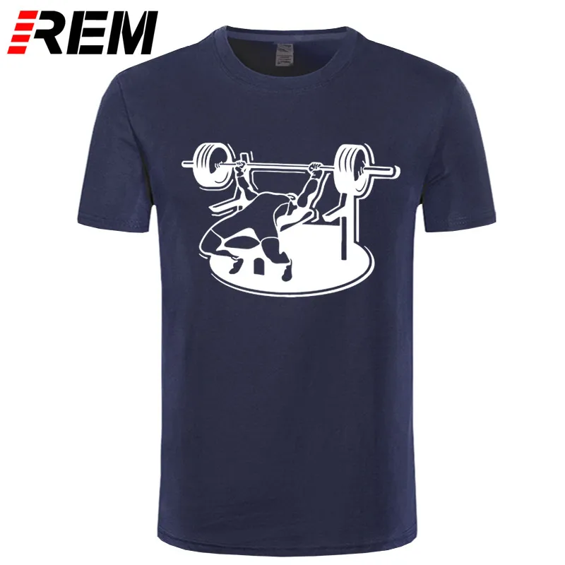 

REM New Brand Mens T-Shirts Summer 100% cotton Short Sleeve T Shirts Bodybuilding Bench Press Barbell T shirt Plus Size
