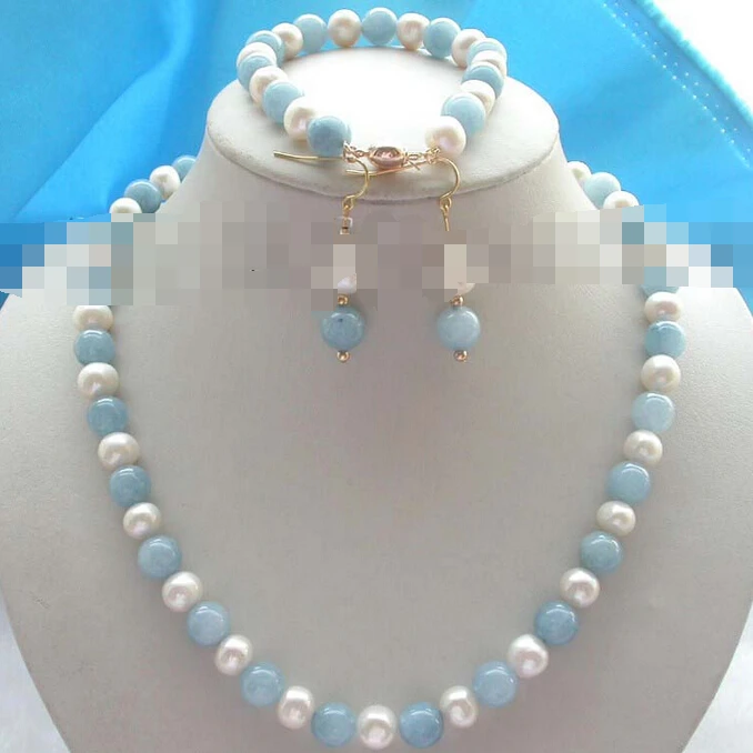 

Free shipping .656 10mm Pearl Necklace Bracelet Earrings set