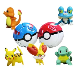 4 шт./компл. оригинальный аниме пикачус Chespin Fennekin Froakie фигурки Pokeball pkm фигурка коллекция детская игрушка