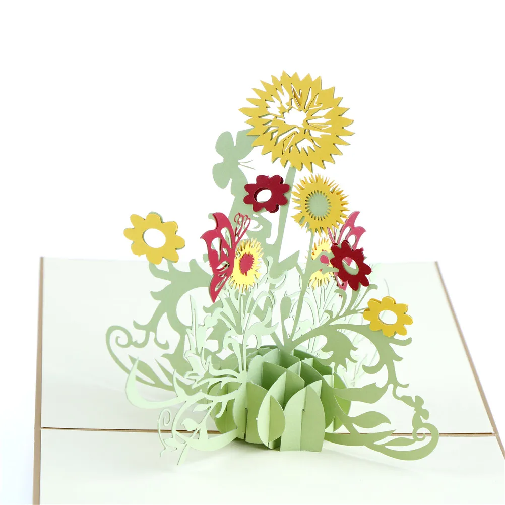  Mother's Day Thank You Greeting Postcard Card Pop Up 3D Sunflower Design Greeting Card Sunflower Bi - 32891067163