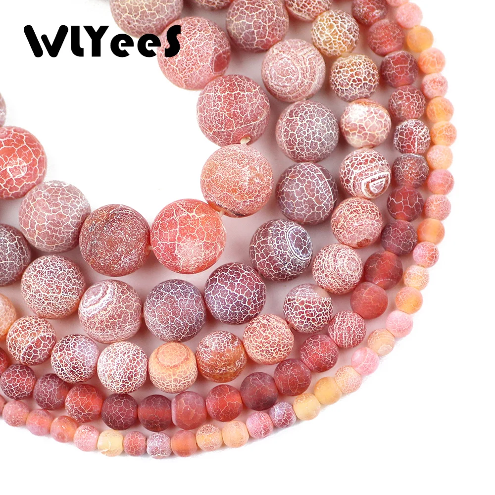 

WLYeeS Red Weathered carnelian beads Natural Stone Round Spacer Loose Bead 6/8/10/12 mm for Jewelry bracelet Necklace making DIY