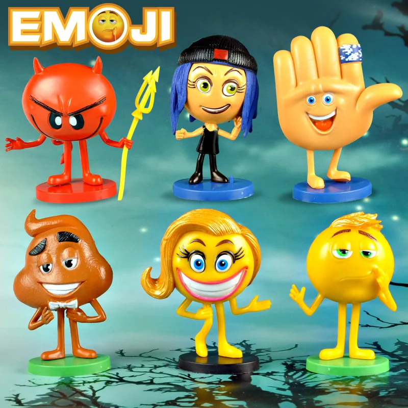 

6pcs/set The Emoji Movie Fantasy Adventure Action Figure Toys Colorful 2017 Cartoon Anime Figure Toy For Children Collection