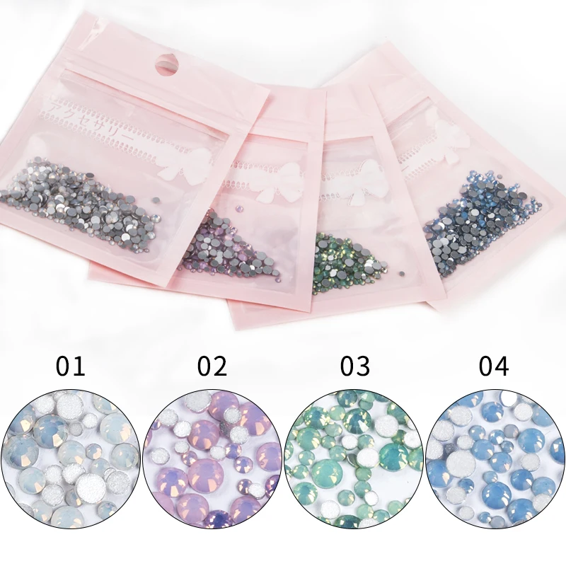 

NEWBY Mix 7 Sizes Flat Back Crystal Opal Series Nail Art Rhinestone Decorations 3D UV Gel Gems Manicure Jelly Accessories Tool