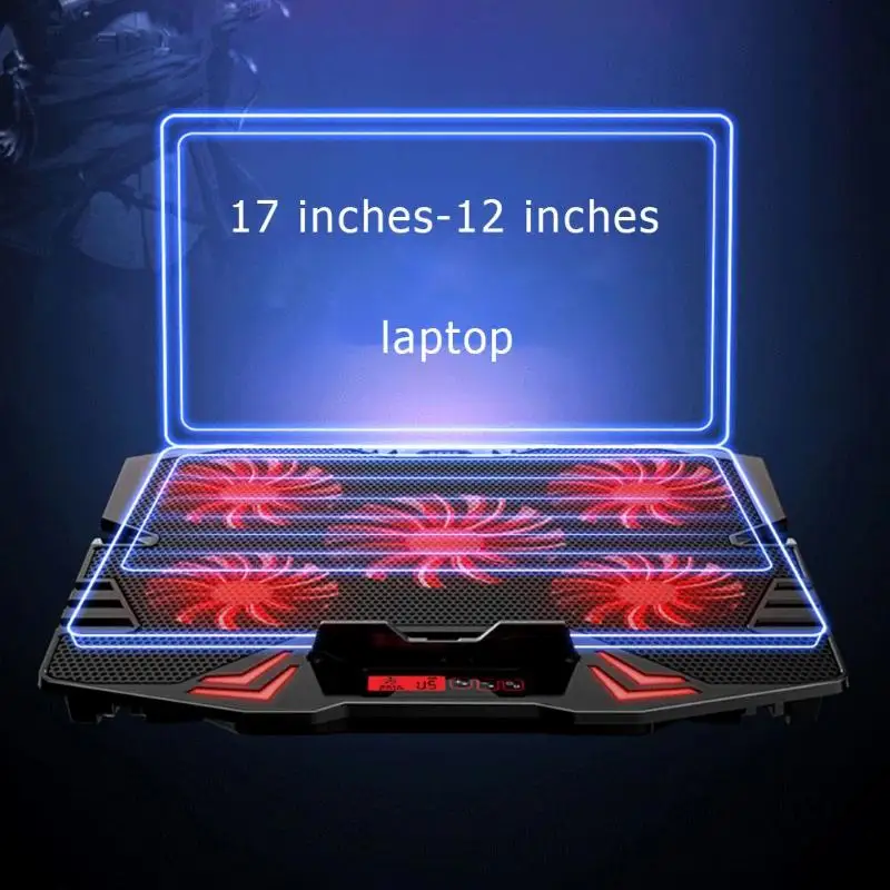

ICE COOREL K5 5 Fan 2 USB Adjustable Laptop Cooler Generar/Touch Screen Notebook Computer Lighting Cooling Pad Base Stand Cooler