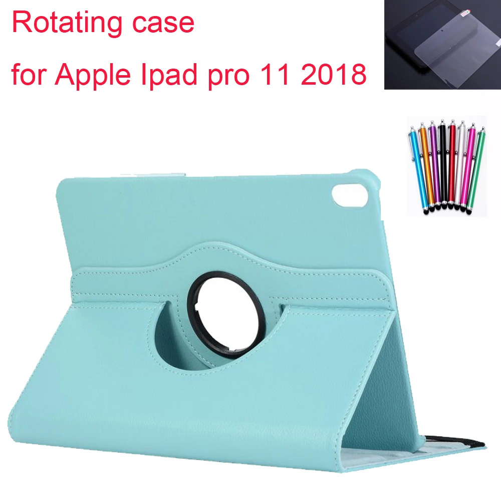 360 Degree Rotating Cover Case for Apple iPad Pro 11" 2018 11 inch A1980 Auto Awake Smart stand case+screen protector+stylus |
