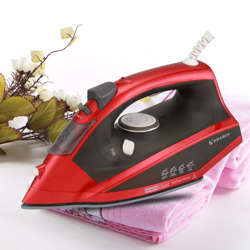 

Send From Russia 1 PCS Red/Black Steam Iron Portable Temperature Adjusted Ceramic Base Handheld Household Electric Iron