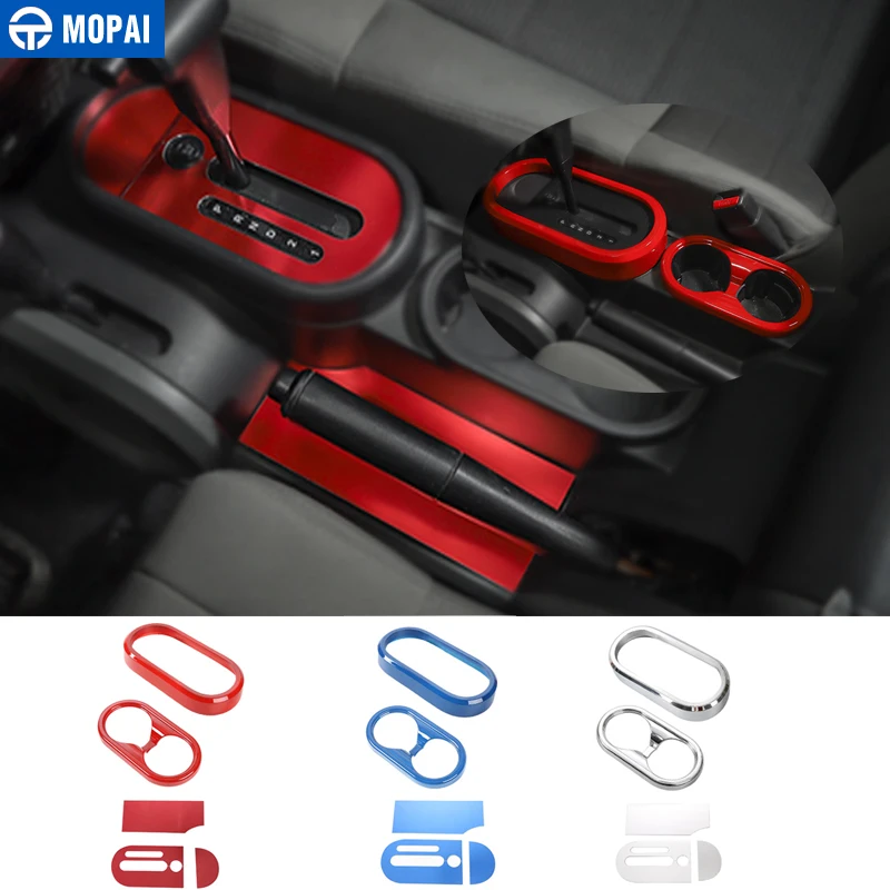MOPAI Car Gear Shift Knob Panel Cup Holder Trim Cover Stickers for Jeep Wrangler JK 2007
