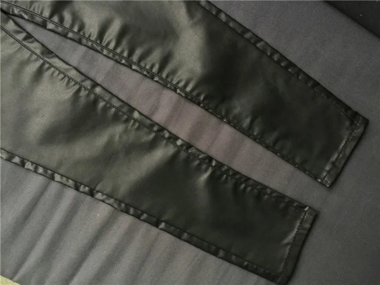 The popular high waist buckles does not have the pocket autumn winter jogger style imitation leather small feet pants big code (18)
