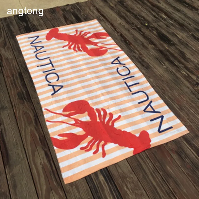 

2018 new beach towel lobster boat floral print big size thicken 100% cotton beach towel 170X90cm T270