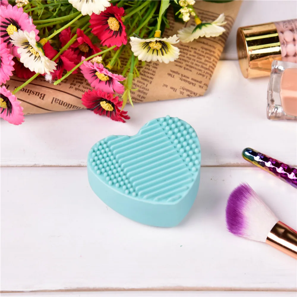 1Pcs Silicone Glove Scrubber Board Heart Mermaid Makeup Brush Holder Cosmetics Wash Cleaning Mat Make Up Cleaning Washing Pad