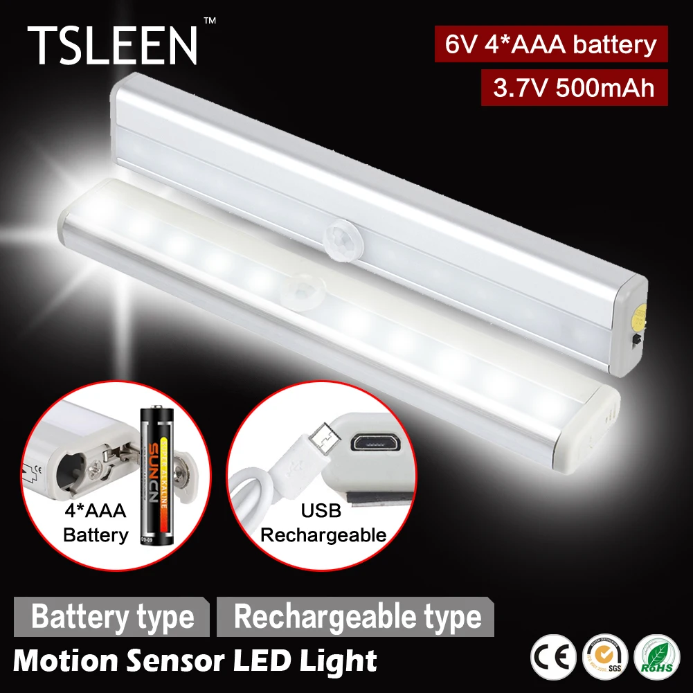 +Cheap+ Kitchen Closet Under Cabinet Basement Stick-on 10 LED Motion Sensor Lights Cool