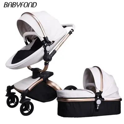 Babyfond Роскошная детская коляска 3 в 1 цвет Европейская коляска костюм для лежа и сиденья aulon - Цвет: G-white 2 in 1