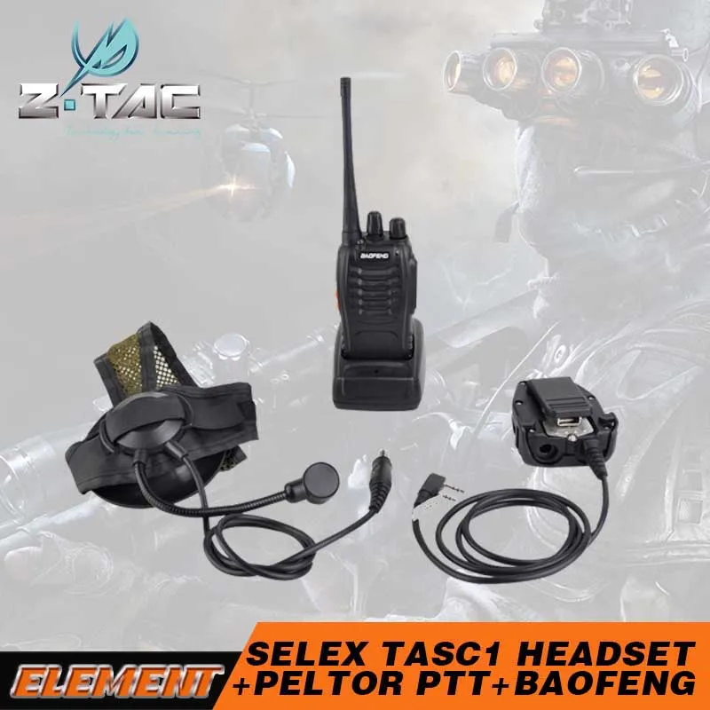 

Z-tactical zSelex TASC1 Headset + zPeltor PTT + BAOFENG888S Kenwood RADIO Z028-S112