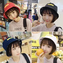 Корейская версия патч флип смайлик Рыбацкая шляпа Женская Анти-клевая Солнцезащитная шляпа летняя однотонная цветная Кепка с рисунком-граффити женская панама