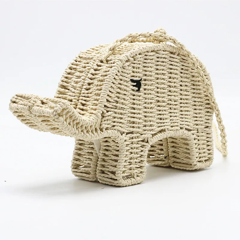 Мультяшный слон соломенная сумка шикарная Женская сумка через плечо пляжная тканая Мини Милая Повседневная сумка через плечо