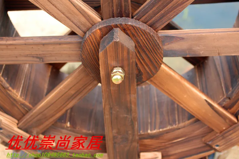 Деревянная водонаушная транспортная круглая деревянная мельница фэн шуй садовый орнамент из водной турбины украшения ложное горное литье