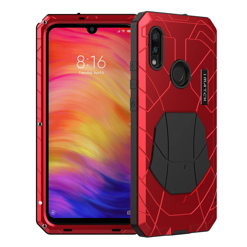 Для Xiaomi Mi Redmi Note 7 Чехол для Телефона Жесткий Алюминиевый металлический закаленное стекло Защита экрана сверхпрочный чехол для Redmi Note 7 Pro