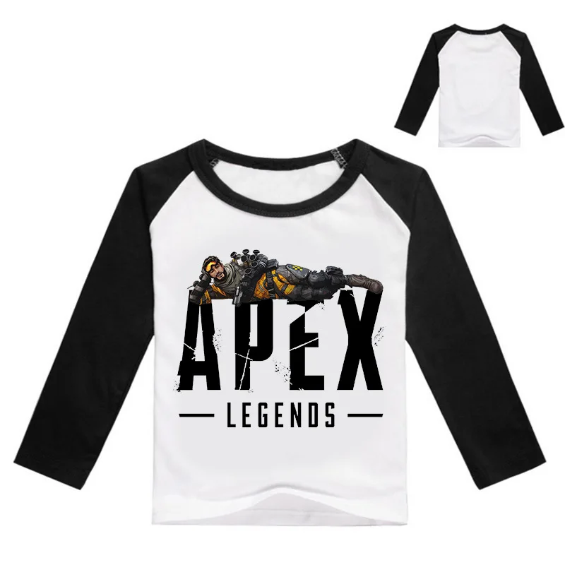 Коллекция года, модная футболка для девочек Футболка с 3D принтом APEX legend футболка из чистого хлопка с длинными рукавами для мальчиков и девочек возрастом от 3 до 16 лет - Цвет: black2