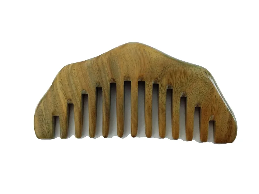 Natural Wood Green Sandalwood Wavy Comb Wide Teeth Comb Pocket Beard Comb Wholesale Hair/Beard