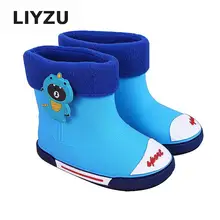 Детские резиновые сапоги для мальчиков и девочек; водонепроницаемые непромокаемые сапоги; нескользящая теплая водонепроницаемая обувь; модная обувь с героями мультфильмов; Всесезонная обувь