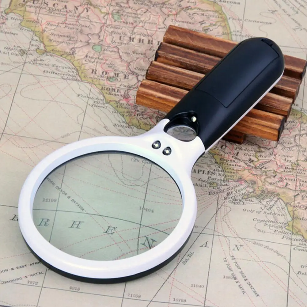 1 Piece Handheld Magnifying Glass 3 LED Light 45X Reading Cool Lens