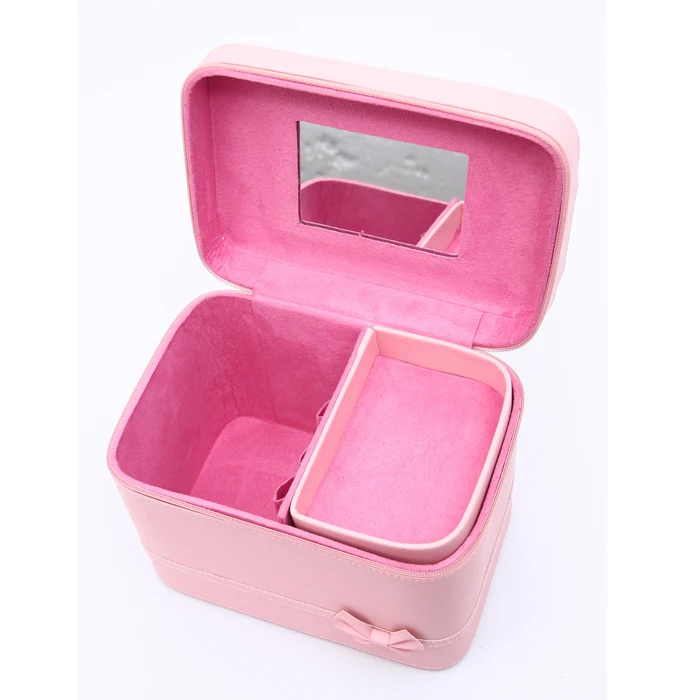 

With Mirror Makeup Case Travel Portable Cosmetic Organizer Case Pouch Bag Trunk Quality Make Up Case Boxes Beauty Toiletry Bag