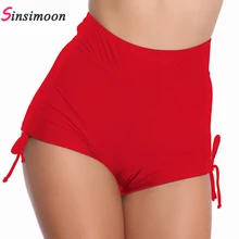 Женские Новые боксеры, Шорты для плавания, черный, красный купальный костюм, Пляжная повязка, Пляжная подошва, Шорты для плавания с высокой талией, купальный костюм