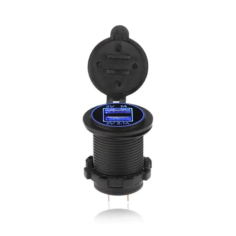 blue Onever универсальный автомобильный прикуриватель Зарядное устройство usb-устройство для DC12V-32V Водонепроницаемый Dual USB Зарядное устройство 2 Порты и разъёмы Мощность разъем 5В 2.1A/1A - Название цвета: blue