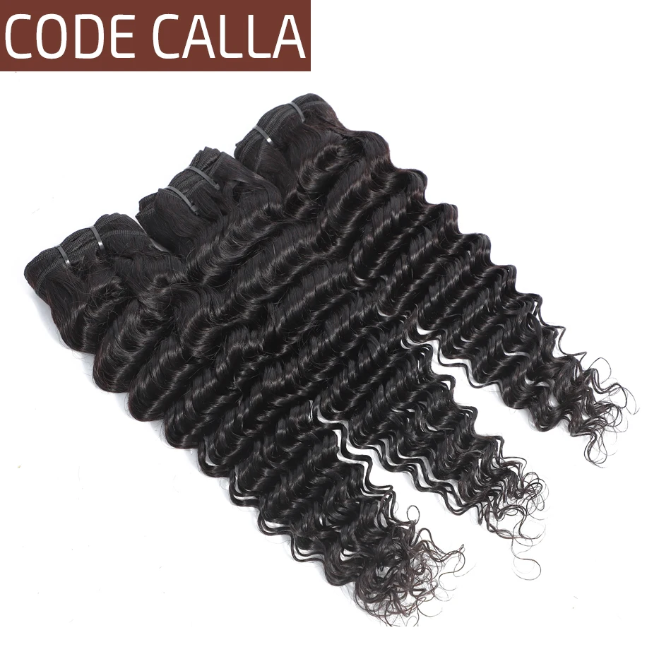 Код каллы глубокая волна Связки Дело малазийские Remy человеческие волосы переплетения пучки для наращивания натуральный черный цвет вьющиеся волосы для женщин