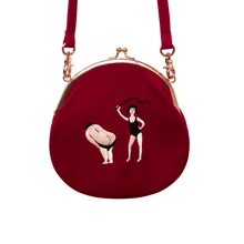 YIZI SToRe Vintage Velvet Embroidery Women Messenger Bags In Semi-circle Round Shape Original Designed(FUN KIK)
