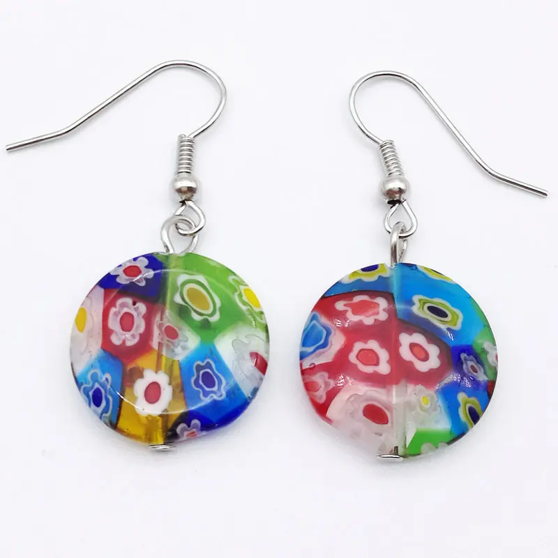 

10X Pair Millefiori Glass Lampwork Murano Earrings 18mm FASHION mixed color