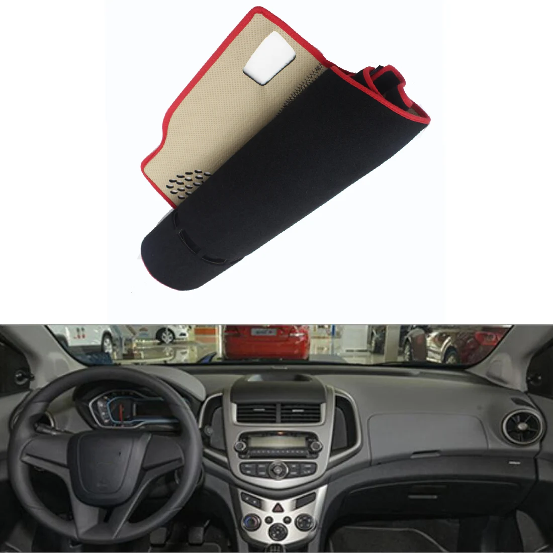 

Fit For Chevrolet AVEO 2014-2016 Car Dashboard Avoid Light Pad Instrument Platform Desk Cover Mat Silicone Non-skid Back Surface