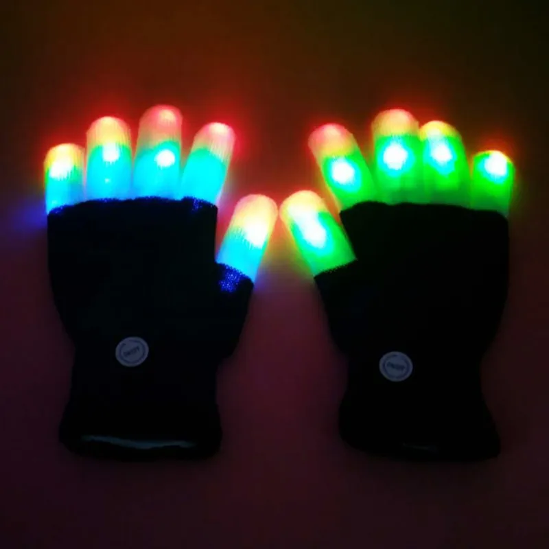 1PCS LED Rave Flashing Gloves Glow 6 Mode Light Up Finger Tip Lighting