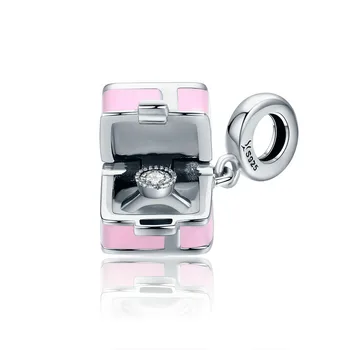 

MOWIMO Marry Me Surprise Pink Box Dangle Charms 925 Sterling Silver Fit Original Silver Bracelets Pendant DIY Jewelry BKC549